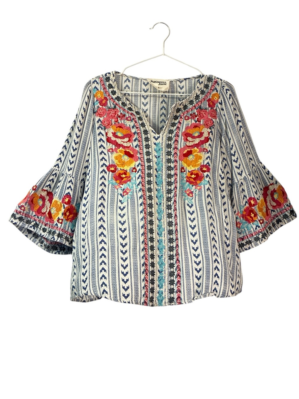 Savanna Jane Embroidered Floral Boho Top